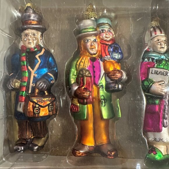 Kurt Adler A CHRISTMAS CAROL Blow Glass Ornament Set NEW - Picture 5 of 6